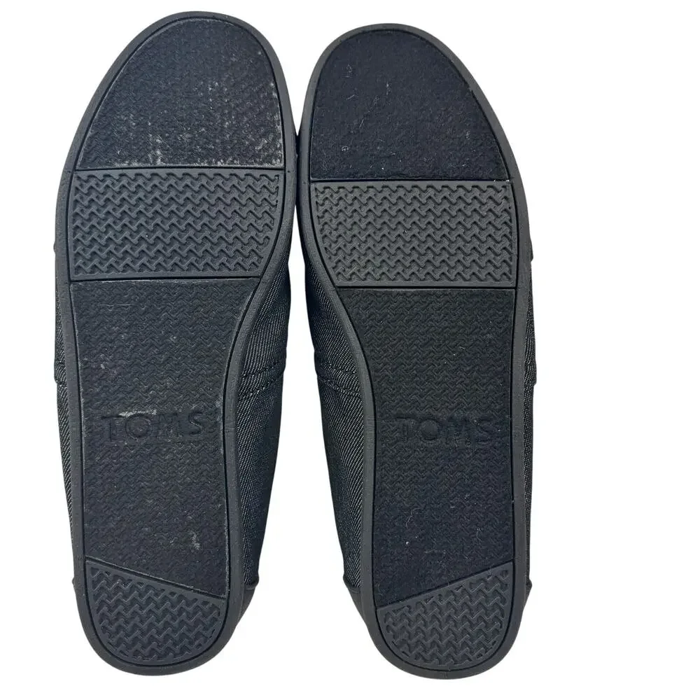 TOMS Classic All Black Denim Comfortable Lightweight Slip-On Shoes Men's Size 10